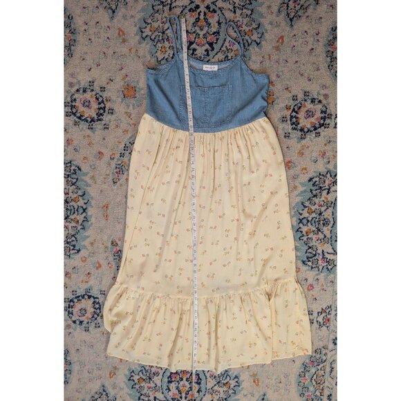 Vintage Jones New York Denim and Chiffon Floral Maxi Dress - 4 - Picture 9 of 9